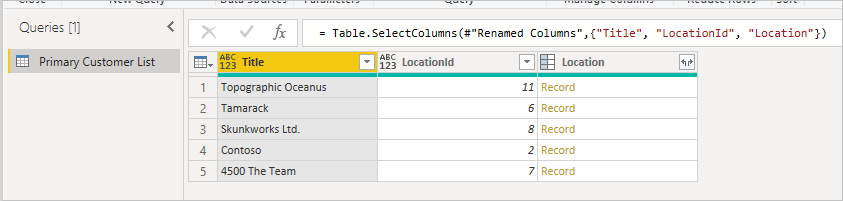 Primary location records.