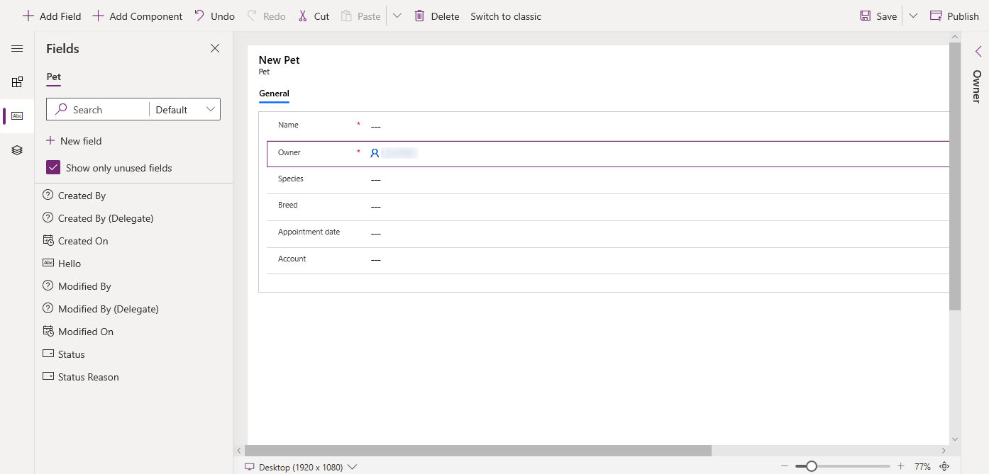 Select columns for main form.