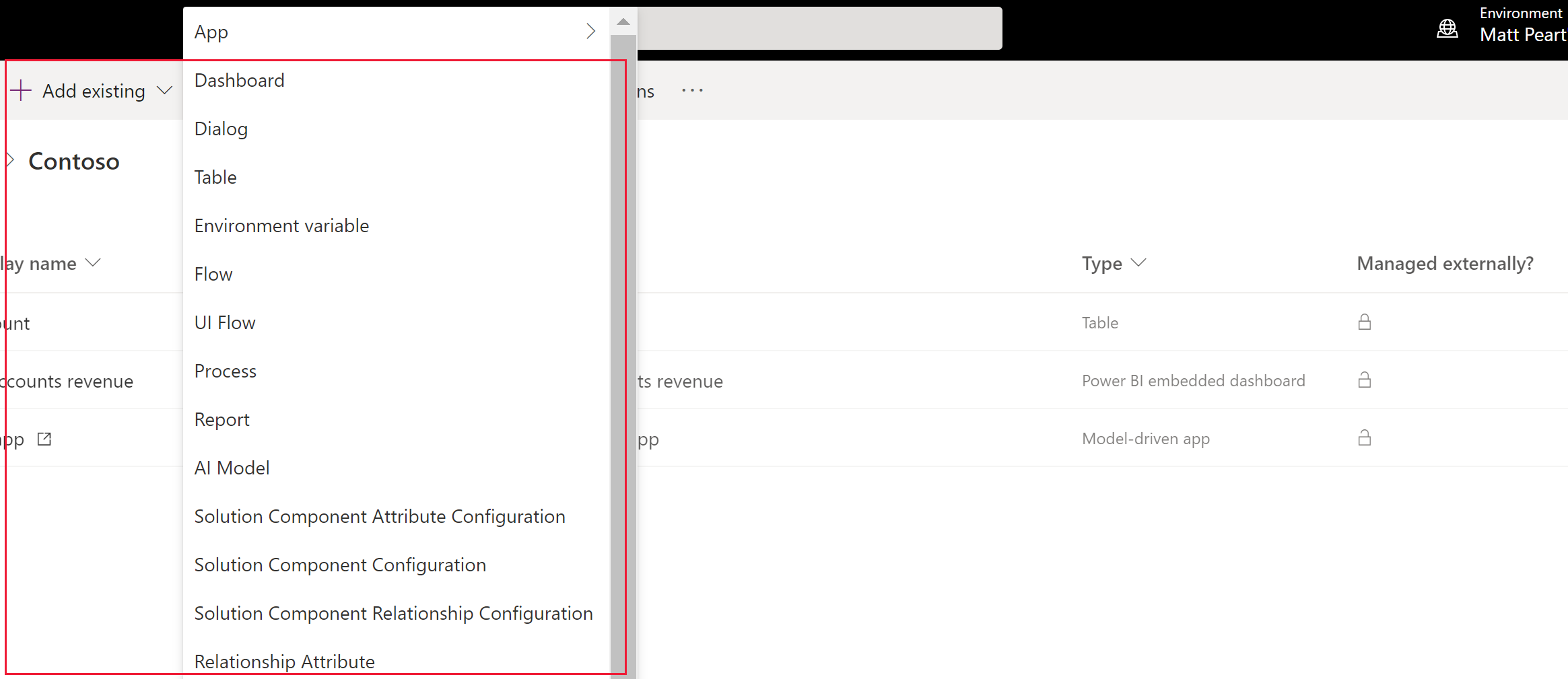 Add existing component to a solution.