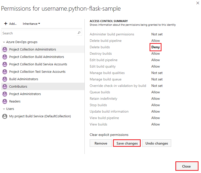 Screenshot of pipeline security add user or group.