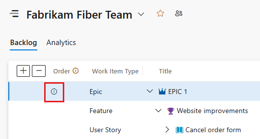 Screenshot shows the information icon where you can find whether an item can be reordered.