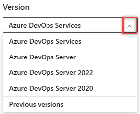 Select a version from Azure DevOps Content Version selector.
