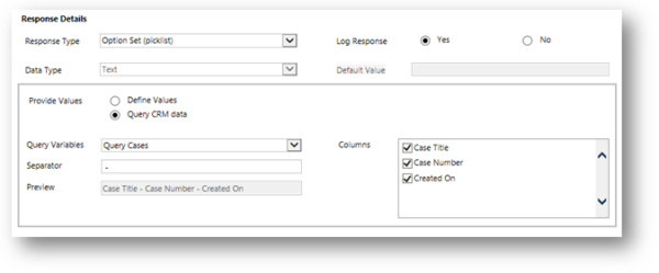 Setting Response details for CRM data