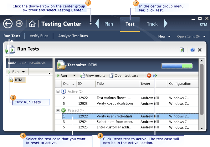 Resetting a test (saved results)