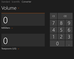 Flat navigation example: Converter calculator page