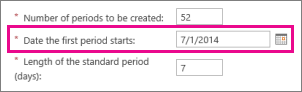 Date the first period starts.