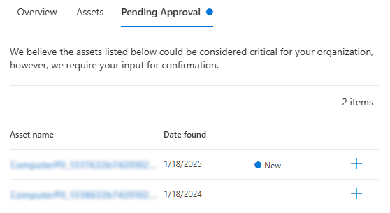 Screenshot of the pending approval tab in asset management.