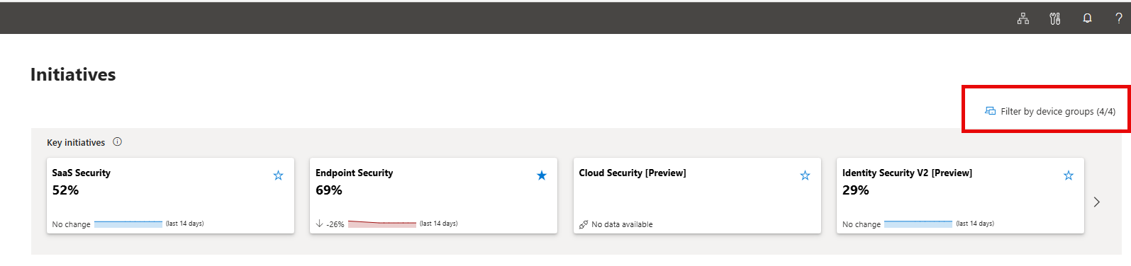 Screenshot of device group filter