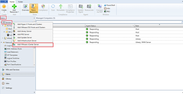 Screenshot showing add VMware vCenter option.