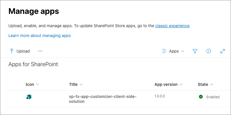 Screenshot displaying the Tenant Wide Extensions list.