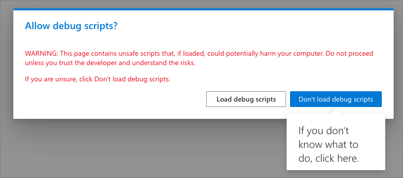 Screenshot of the debugging scripts confirmation.