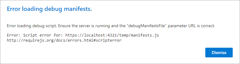 Screenshot of the load manifest warning.