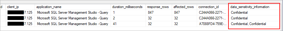 Screenshot of field logs, with data sensitivity categorizations of Confidential.