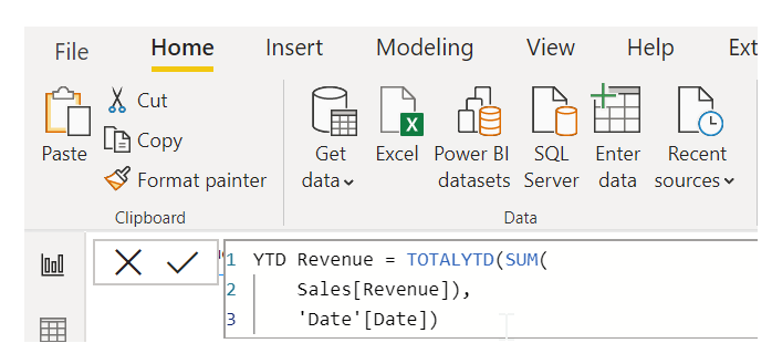 DAX formula with extra line breaks from typing ALT-Enter.