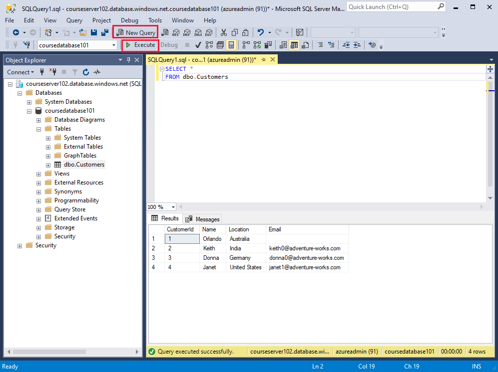 Run a query in SQL SQL Server Management Studio