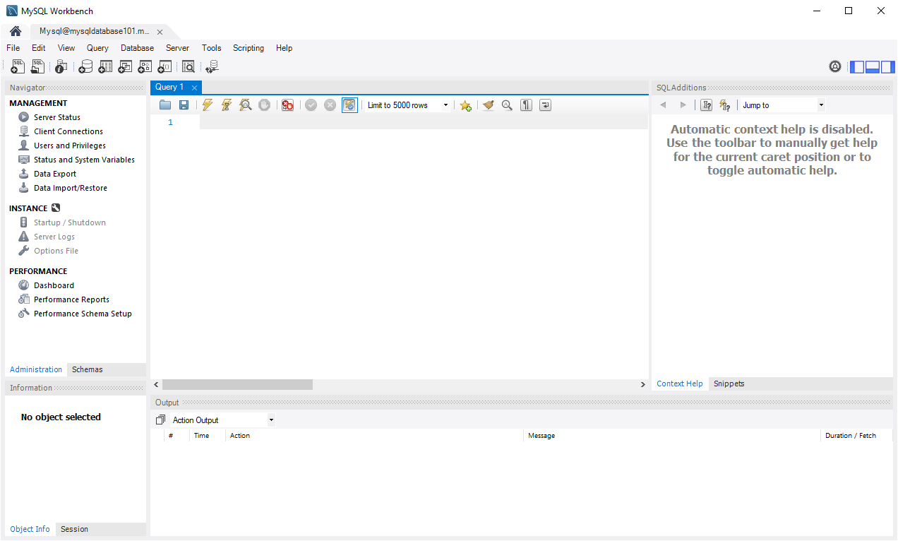 The MySQL Workbench query editor