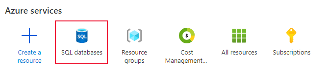 SQL Databases menu option on the home screen.