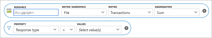 Screenshot that shows the 'Response type' property filter.