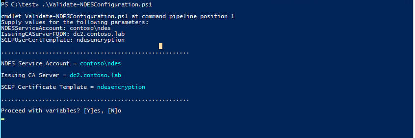 Screenshot of running script in PowerShell.