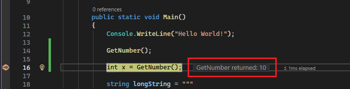 Screenshot showing post-return values.