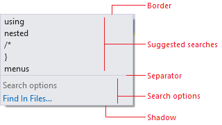 Search drop-down redline