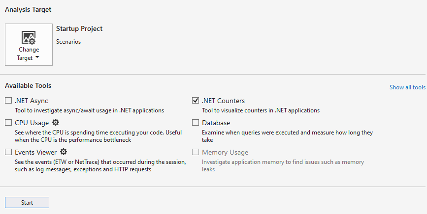 Screenshot of the Counters tool selected.