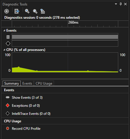 DiagToolsSummaryTab Screenshot that shows Diagnostics Tools Summary Tab.