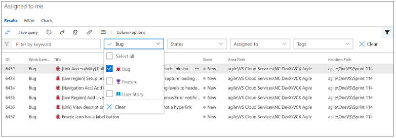 Filtering on query