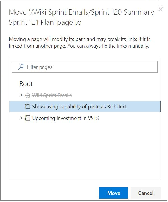 Move Wiki page dialog