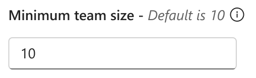 Screenshot that shows how to set the minimum team size.