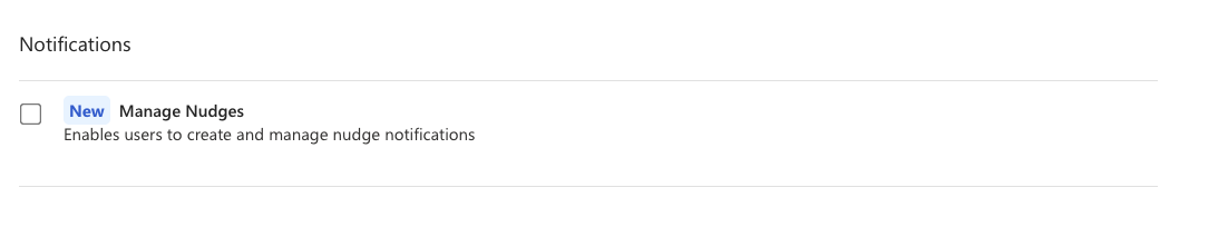 Screenshot that shows nudge notification permissions.