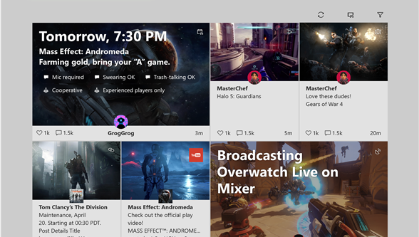 Xbox activity feed