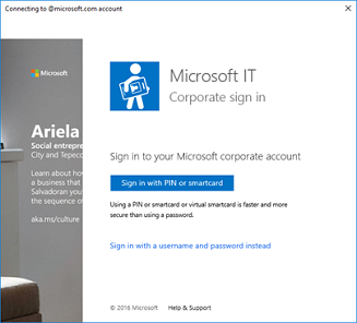 corporate sign-in screen