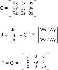 Screenshot of a matrix computation, showing an RGB conversion.