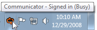 screen shot of red communicator icon and tooltip 