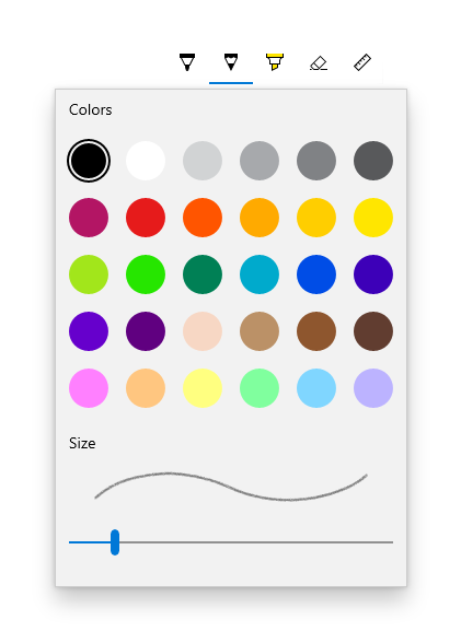 InkToolbar palette flyout