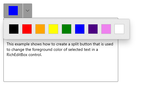 A split button for selecting foreground color