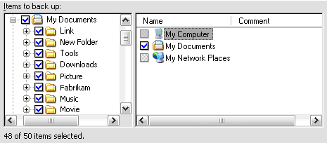 screen shot of number of items selected