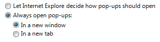 screen shot of nested radio buttons
