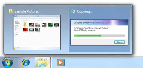 screen shot of windows explorer and progress bar