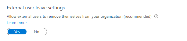 Screenshot che mostra le impostazioni di uscita dell'utente esterno nel portale.