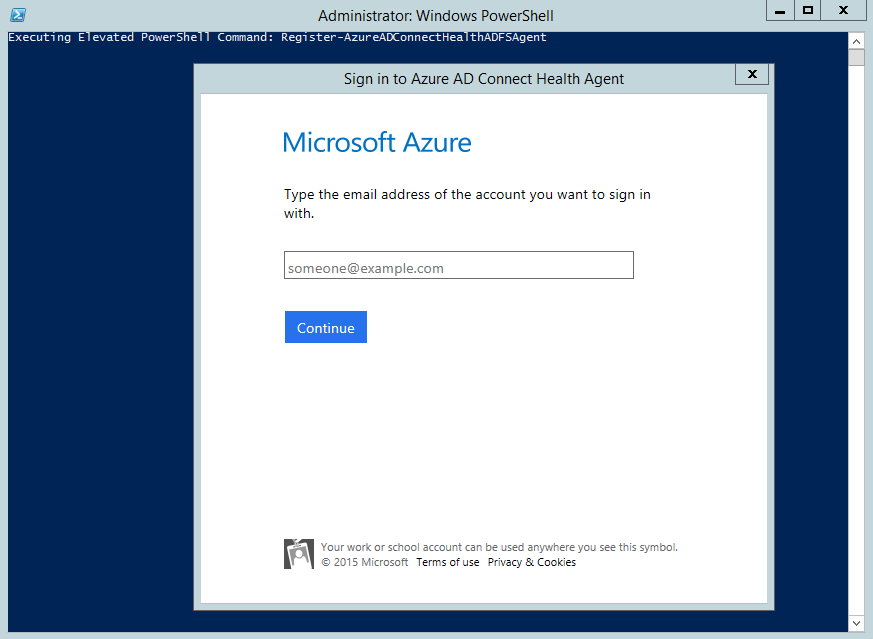 Screenshot che mostra la finestra di accesso a Microsoft Entra Connect Health per AD FS.