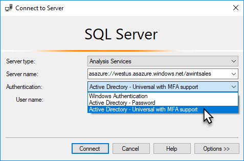 Connettersi in SSMS