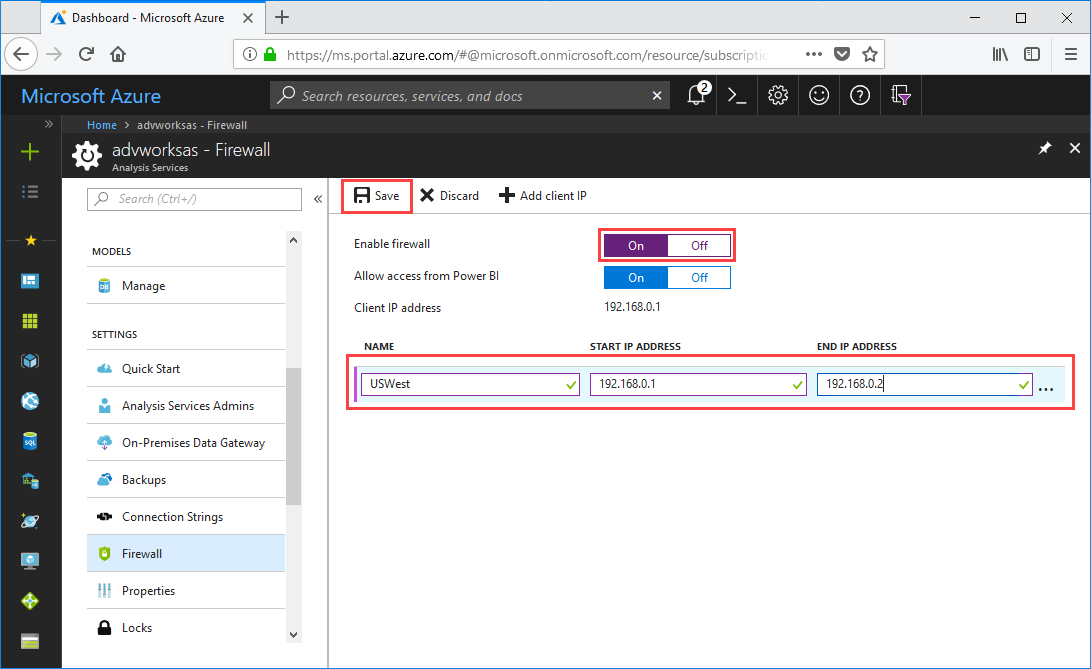 Impostazioni del firewall