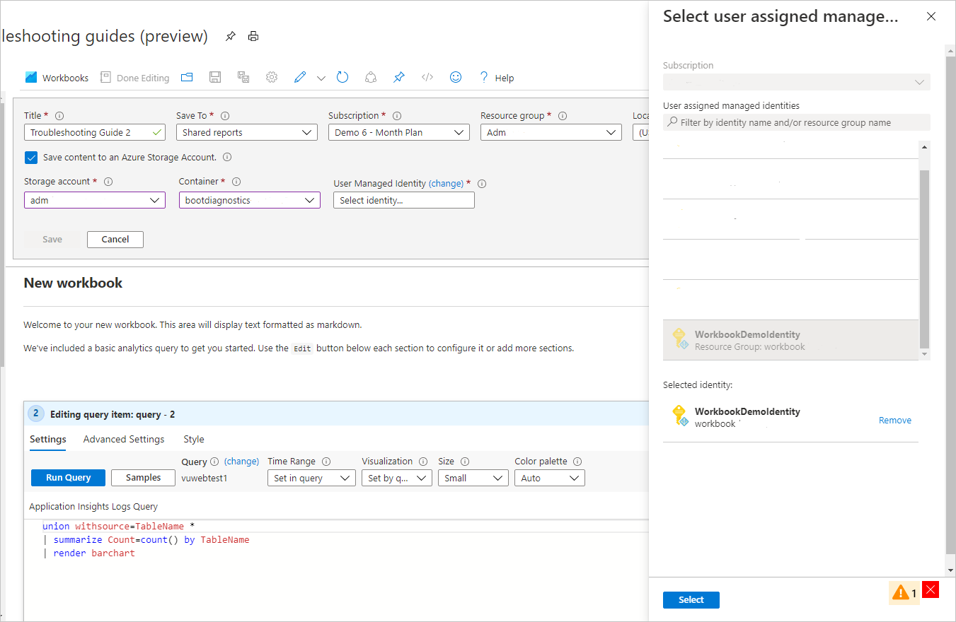 Screenshot che mostra la finestra di dialogo Cambia identità.