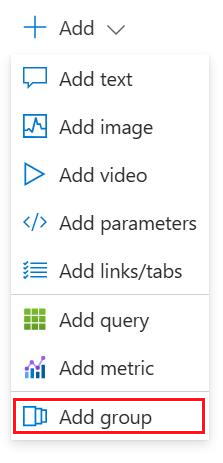Screenshot che mostra la selezione dell'aggiunta di un gruppo a una cartella di lavoro.