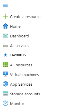 Screenshot che mostra il menu Azure portal.