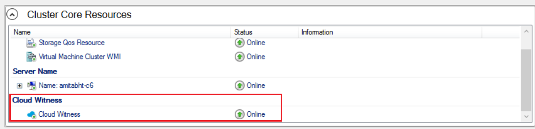 Configurazione riuscita di Cloud Witness
