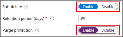 Screenshot dell'eliminazione temporanea e della protezione dall'eliminazione abilitata.