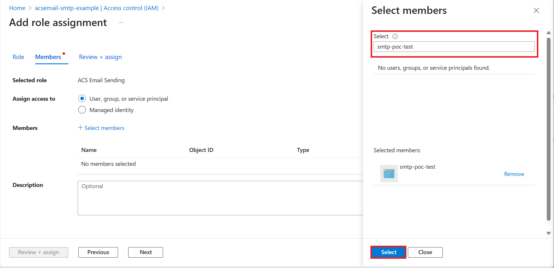 Screenshot che mostra la selezione dell'ID Microsoft Entra.